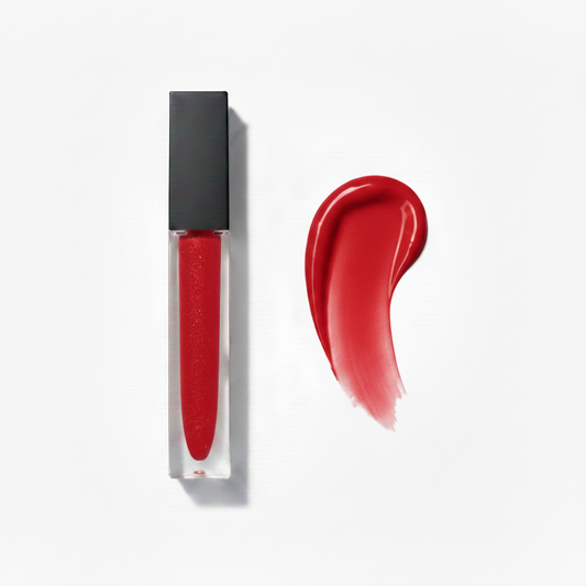 Boss Chick fire engine red lip gloss with swatch